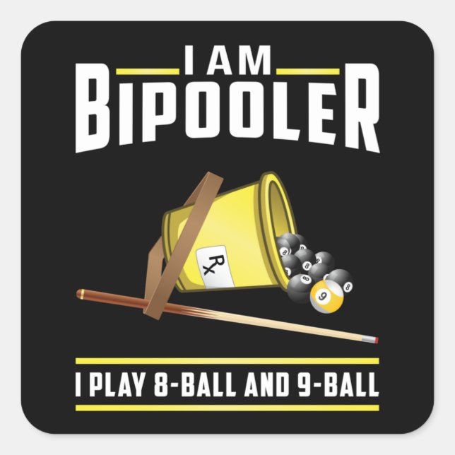 Pool Billiards Snooker 8 Ball Billiard Funny Gift Square Sticker (Front)