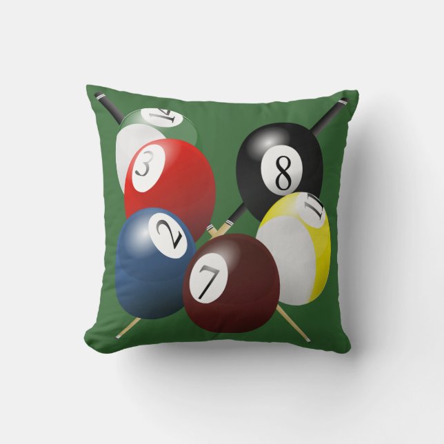Pool / Billiards Throw Pillow (Front)