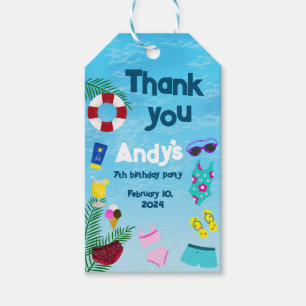 Pool Birthday Fun Party Gift Tags