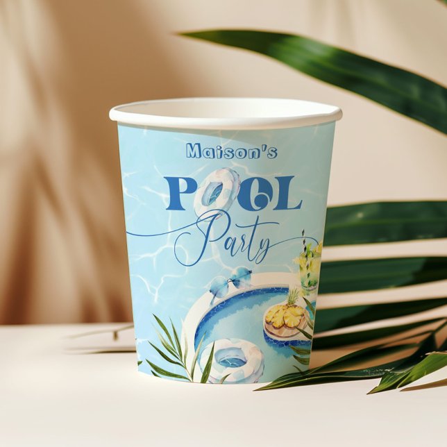 Pool birthday party blue swimming paper cups (Creator Uploaded)