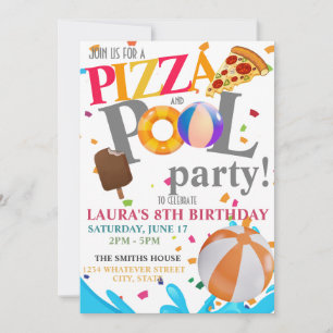 Pool Birthday Party Custom Invitation