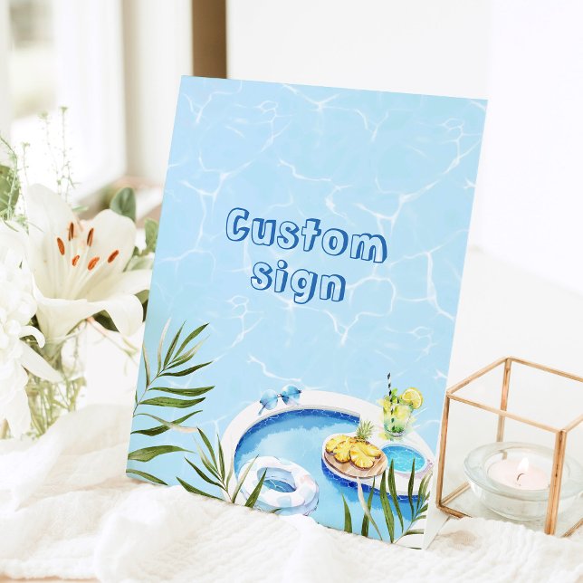 Pool birthday party Custom Pedestal Sign (Creator Uploaded)