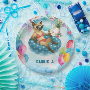 Pool Birthday Party for Cat Lovers   Paper Plate