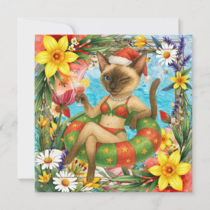 Pool Birthday Party for Cat Lovers  Thank You Card