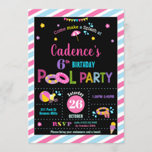 Pool Birthday Party Girl Invitation