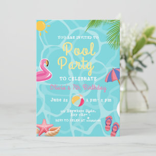 Pool Birthday Party Kids Swimming Summer Party Invitation