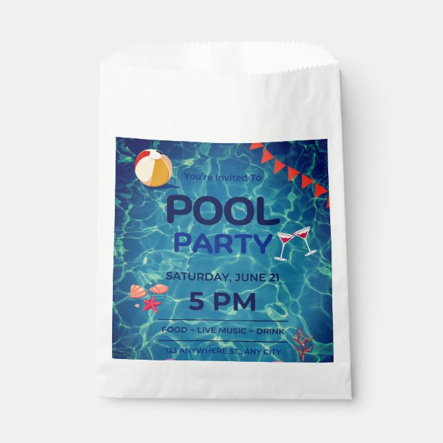  Pool Birthday Party Welcome Sign Favour Bag (Front)