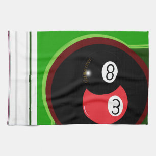 POOL BLACK AND RED BALL TEA TOWEL