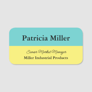 Pool Blue and Yellow Name Title Company Name Tag