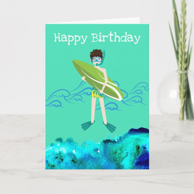 Pool Boy swimming birthday Card (Front)