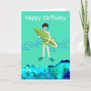 Pool Boy swimming birthday Card