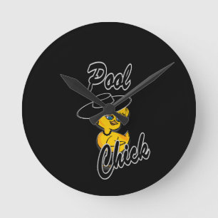 Pool Chick #4 Round Clock
