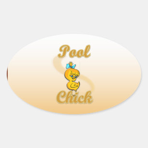 Pool Chick Oval Sticker