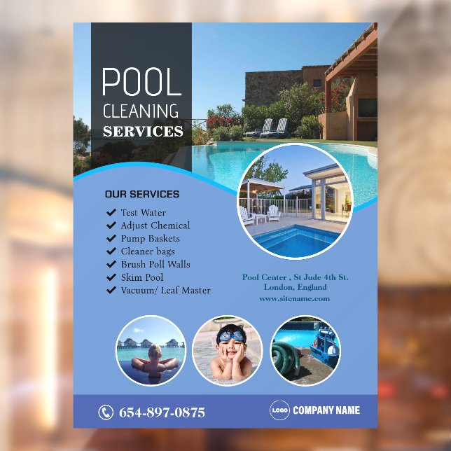 Pool Cleaning Custom Window Cling (Sheet 2)
