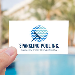 Pool Cleaning logo Repairing services professional Business Card