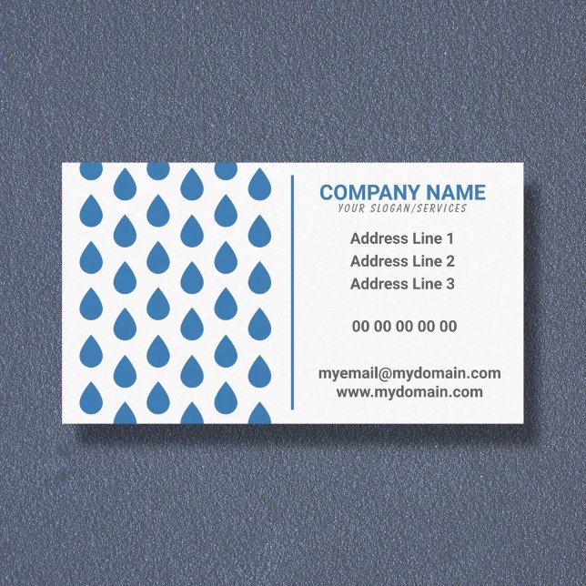 Pool Cleaning Service Business Card & water drop (Pool Cleaning Service Business Card)