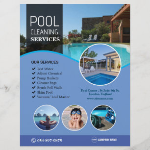 Pool Cleaning Service Editable Flyer