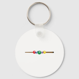 Pool Cue and Ball Border Key Ring