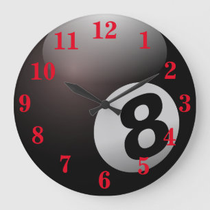 Pool Eight Ball Sports Large Clock