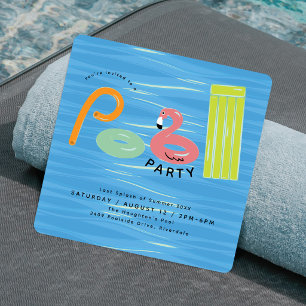 Pool Floats Summer Splash Pool Party Invitation