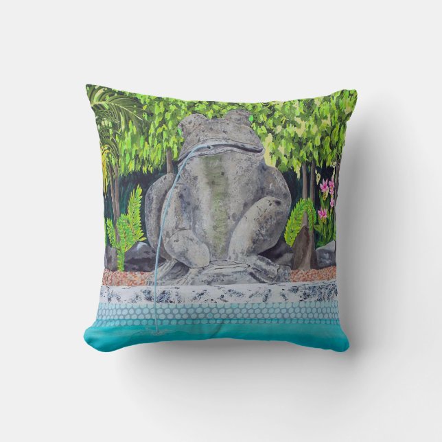 Pool Frog Throw Pillow (Front)