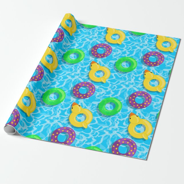 Pool Full of Floaties Wrapping Paper (Unrolled)