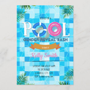 Pool gender reveal party invitation