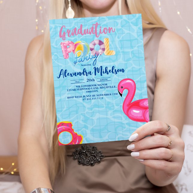 Pool Grad Party Senior High School Graduation Invitation (Creator Uploaded)