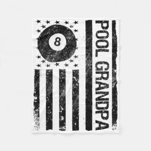 Pool Grandpa American Usa Flag Funny Billiards Fleece Blanket