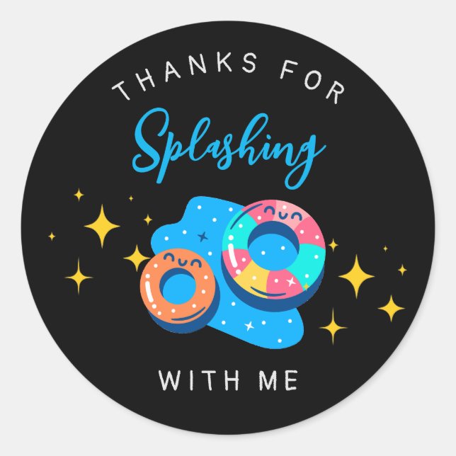 Pool Kids birthday party favour Classic Round Sticker (Front)