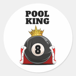 Pool King Boys Pool Billiards Mens Pool Classic Round Sticker