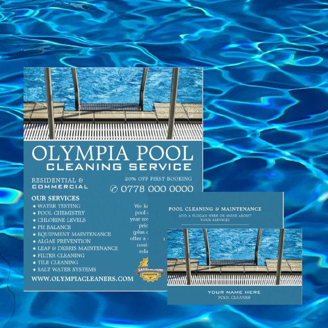 Pool Ladder, Swimming Pool Cleaner Business Card (Creator Uploaded)