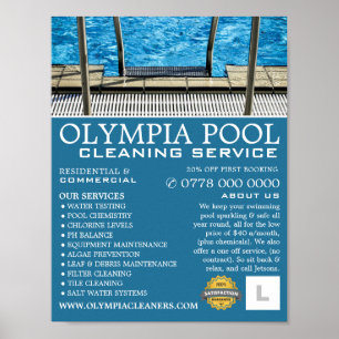 Pool Ladder, Swimming Pool Cleaning Advertising Poster