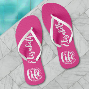 Pool Life Hot Pink Personalised Thongs