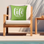 Pool Life Lime Green Cushion<br><div class="desc">Make a statement for your home or a give as a fun gift,  this lime green outdoor pillow features your family name,  year established,  and "Pool life cuz beaches be salty" in chic lettering. Change the colour with the Zazzle Edit tools. MATCHING items in our collection.</div>