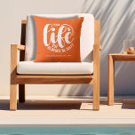 Pool Life Orange Cushion<br><div class="desc">Make a statement for your home or a give as a fun gift,  this orange outdoor pillow features your family name,  year established,  and "Pool life cuz beaches be salty" in chic lettering. Change the colour with the Zazzle Edit tools. MATCHING items in our collection.</div>
