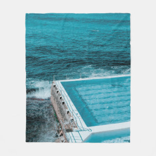 Pool near sea fleece blanket