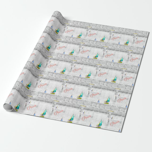 Pool of the Luxembourg Garden - Paris Wrapping Paper (Unrolled)
