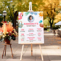 Pool Party 1st Birthday Party Milestone Sign