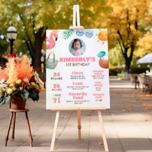 Pool Party 1st Birthday Party Milestone Sign