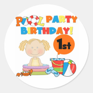 Pool Party 1st Birthday T-shirts and Gifts Classic Round Sticker