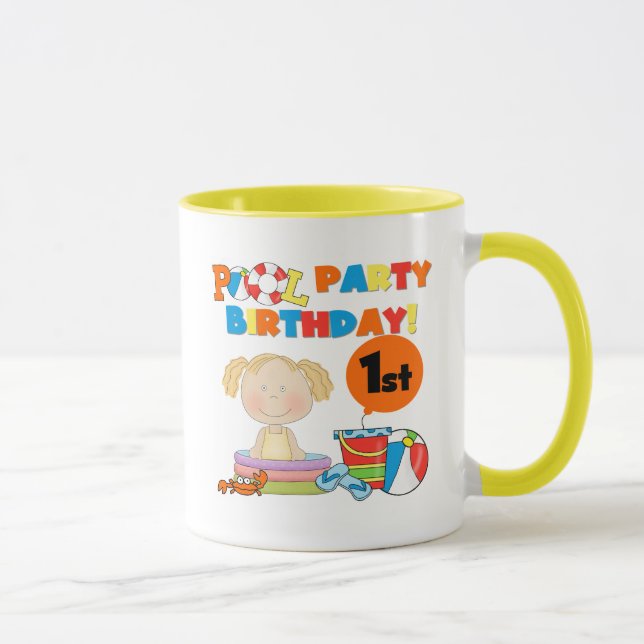 Pool Party 1st Birthday T-shirts and Gifts Mug (Right)