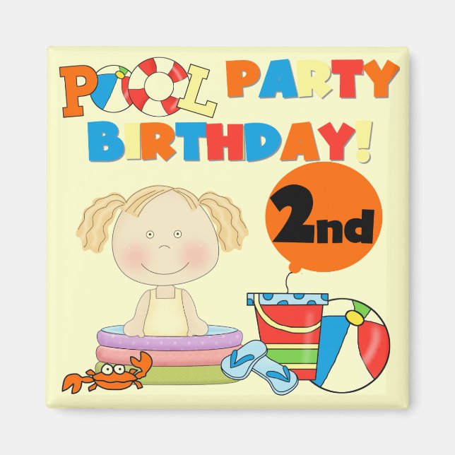 Pool Party 2nd Birthday Tshirts and Gifts Magnet (Front)