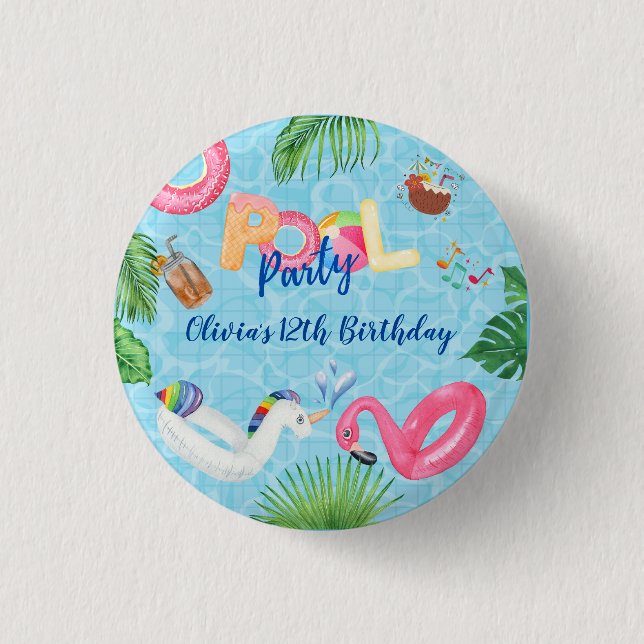 Pool Party  3 Cm Round Badge (Front)