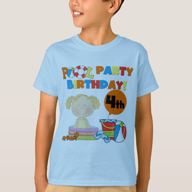 Pool Party 4th Birthday Tshirts and Gifts (Front)