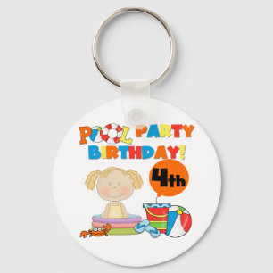 Pool Party 4th Birthday Tshirts and Gifts Key Ring