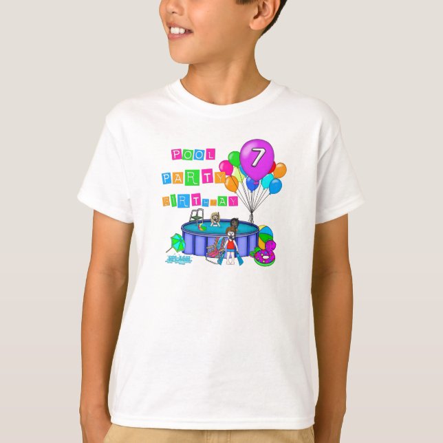 Pool Party 7th Birthday T-Shirt (Front)