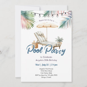 Pool Party Adult Birthday Invitation