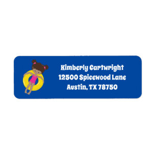 Pool Party African American Girl Return Address Return Address Label