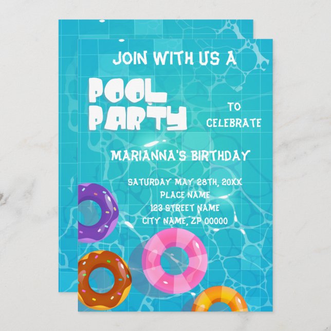 Pool Party Any Age Birthday Invitation (Front/Back)